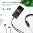 UGREEN 30732 USB Type C Male to 3.5mm 2 Female Audio Cable Space Gray 25cm AV144 image