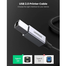 UGREEN 80803 USB-A Male to USB-B 2.0 Printer Cable Alu Case with Braid 2m (Black) US369 image