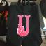 U -Alphabet Flower Canvas Tote Shoulder Bag With Zipper image