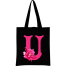 U -Alphabet Flower Canvas Tote Shoulder Bag With Zipper image