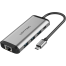 VENTION THAHB 9 IN 1 Multi-Function Type-C To HDMI/USB3.0 3/TF/SD/RJ45/3.5mm/PD Docking Station 0.15m Gray Metal Type image