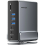 VENTION TPUH0 USB-C To DP/HDMI x 2/USB 3.2 Gen 2 Type-C/USB 3.2 Gen 2 Type-A x 2/USB 3.2 Gen 1 Type- C/USB 3.0/USB 2.0 x 2/RJ45/SD/TF/3.5mm TRRS/PD MST Docking Station Gray Vertical Aluminum Alloy Type image