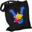 V-Letter Canvas Shoulder Tote Shopping Bag With Flower image