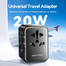 Vention FJEB0 20W 3-Port USB(C A A) Universal Travel Adapter - Black image