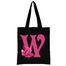 W-Alphabet Flower Canvas Tote Shoulder Bag With Zipper image