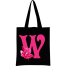 W-Alphabet Flower Canvas Tote Shoulder Bag With Zipper image