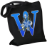 W-Letter Canvas Shoulder Tote Shopping Bag With Flower image