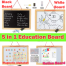 White Board 13/17 Inchs Black Slate, Alphanumeric Magnet, Magnetic Mathematical Signs 5 in 1 Wooden Frame Double Sided image