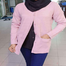 Women Woolen Round Neck Cardigan Sweater for Winter Wear - Pink image