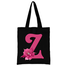 Z- Alphabet Flower Canvas Tote Shoulder Bag With Zipper image