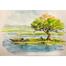 Riverscape Watercolor - (16x13)inches image