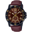  CASIO Analog Dark Brown Leather Strap Men's Watch image