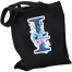  I-Letter Canvas Shoulder Tote Shopping Bag With Flower image