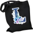  L-Letter Canvas Shoulder Tote Shopping Bag With Flower image
