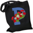  P-Letter Canvas Shoulder Tote Shopping Bag With Flower image