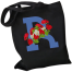  R-Letter Canvas Shoulder Tote Shopping Bag With Flower image