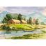 Village Scenery Watercolor - (16x13)inches image