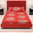 Bed Sheet 100 Percent Cotton King Size Bed Sheet Set with Two Pillow Covers-Red image